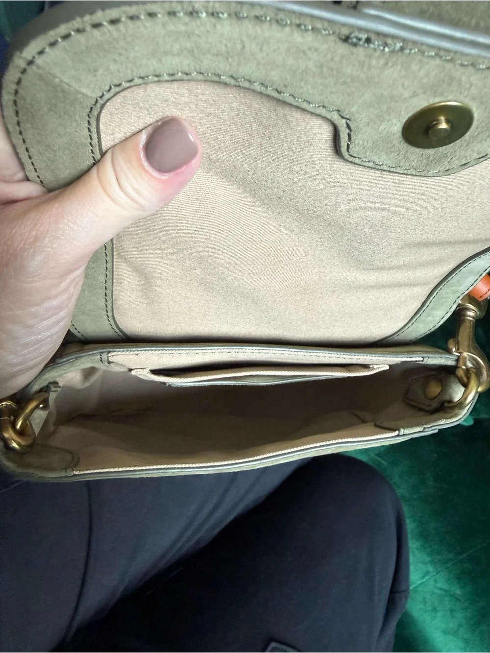 J.Crew NWT Italian Suede Buckle Crossbody Bag Olive Green J7204